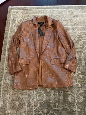 Rachel Zoe Copper-Tone Sequin Blazer Jacket